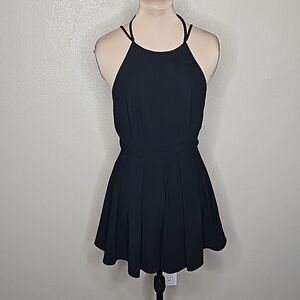 SugarLips Medium Black High neck Halter Romper Tie back‎